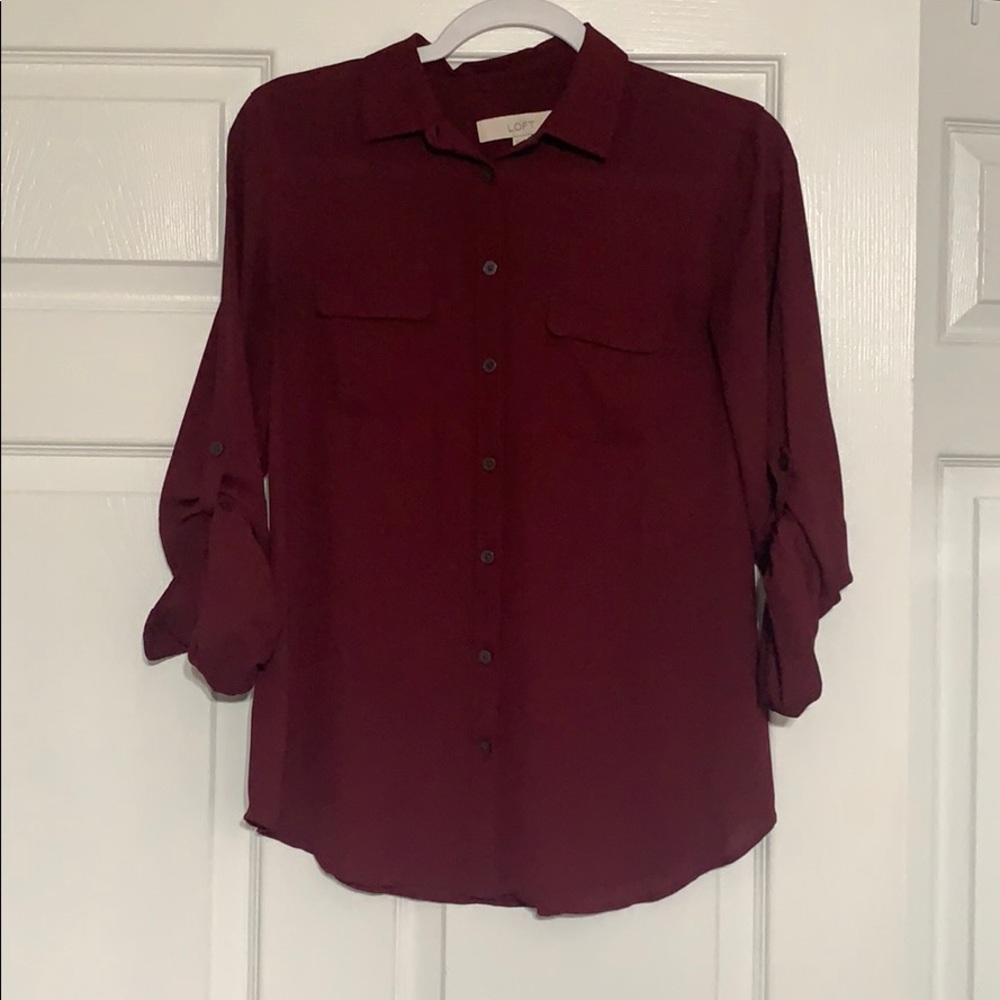 Burgundy Ann Taylor Loft Blouse